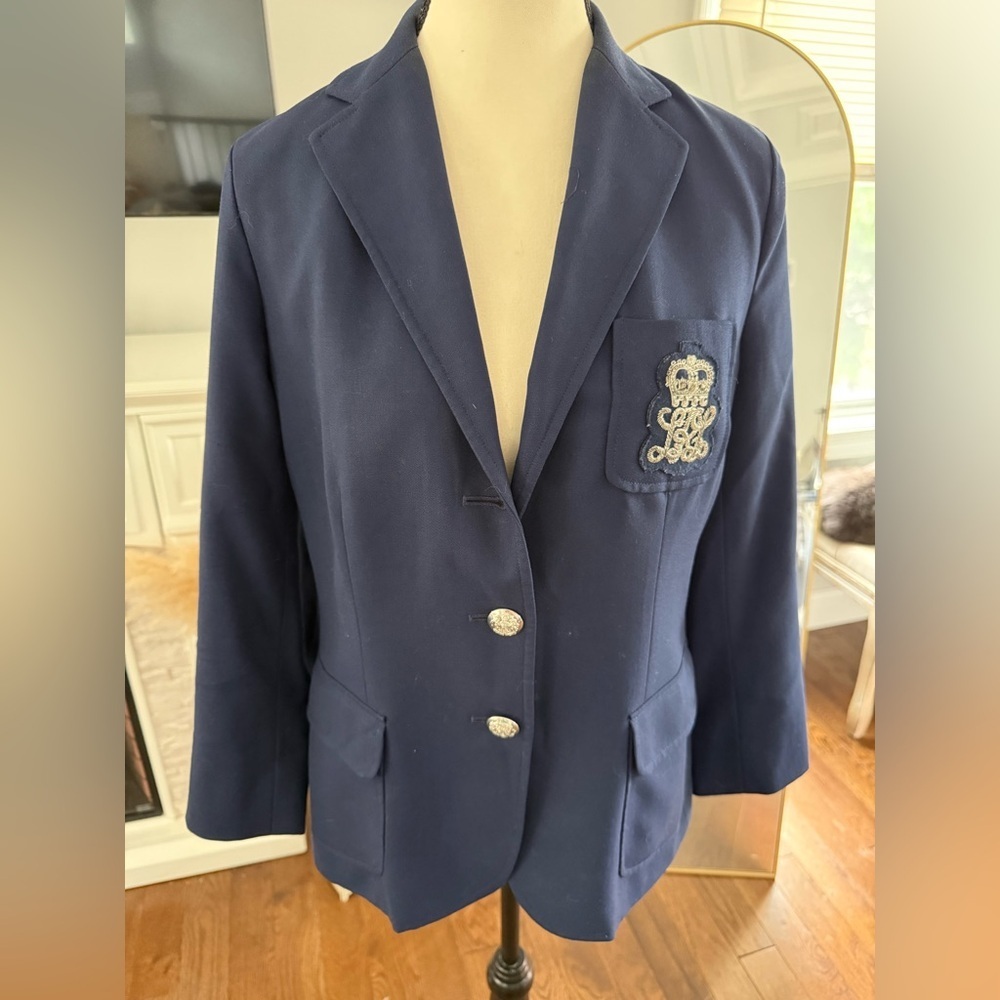 Vintage Lauren Ralph Lauren Navy Blazer with Silver Embroidery